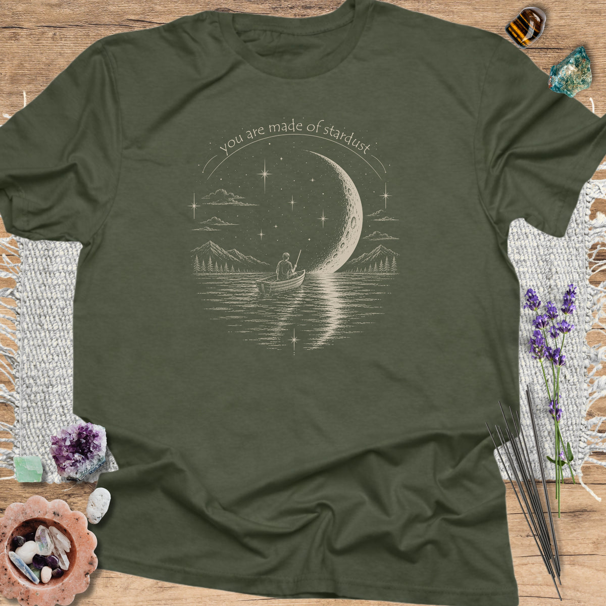 You Are Made of Stardust T-Shirt Military Green