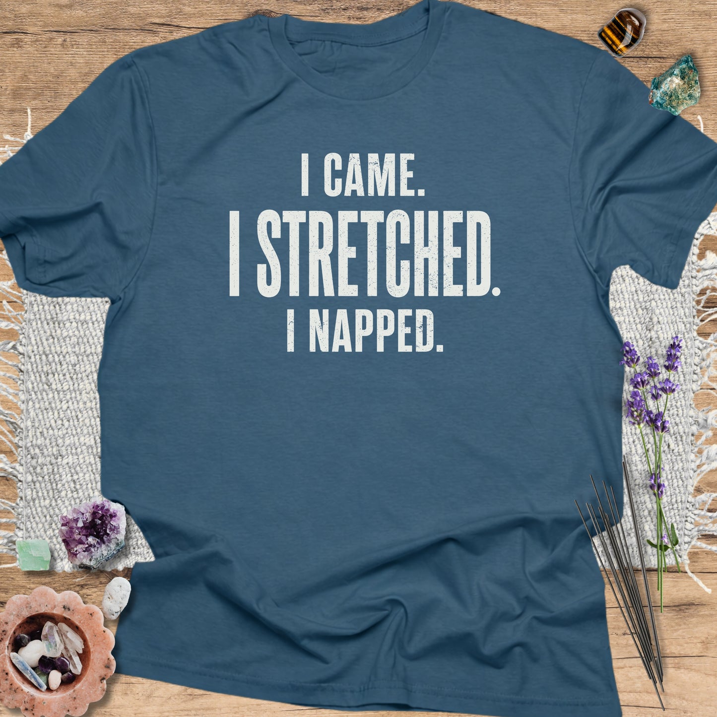 I Came. I Stretched. I Napped. T-Shirt Indigo Blue