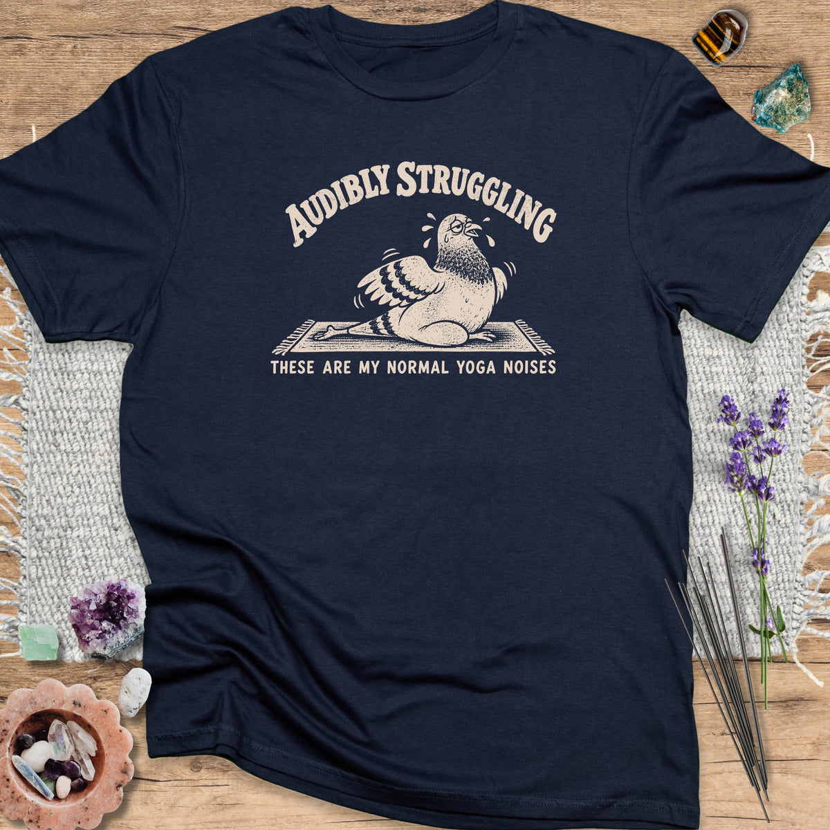 Audibly Struggling Yoga Pigeon Navy