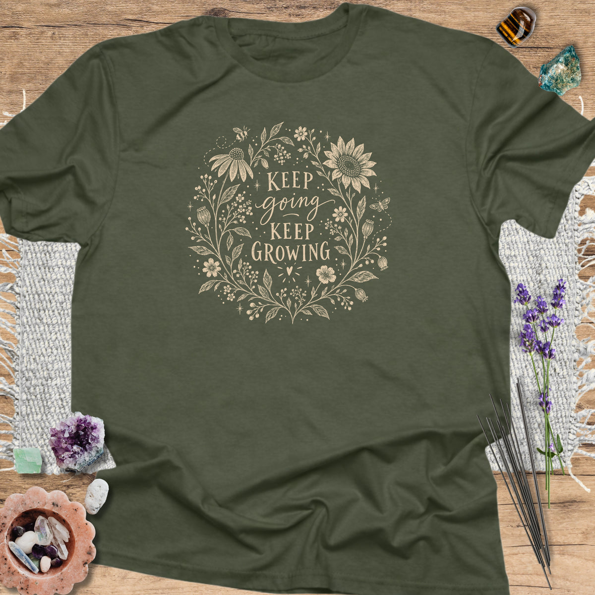 Keep Going Keep Growing Military Green