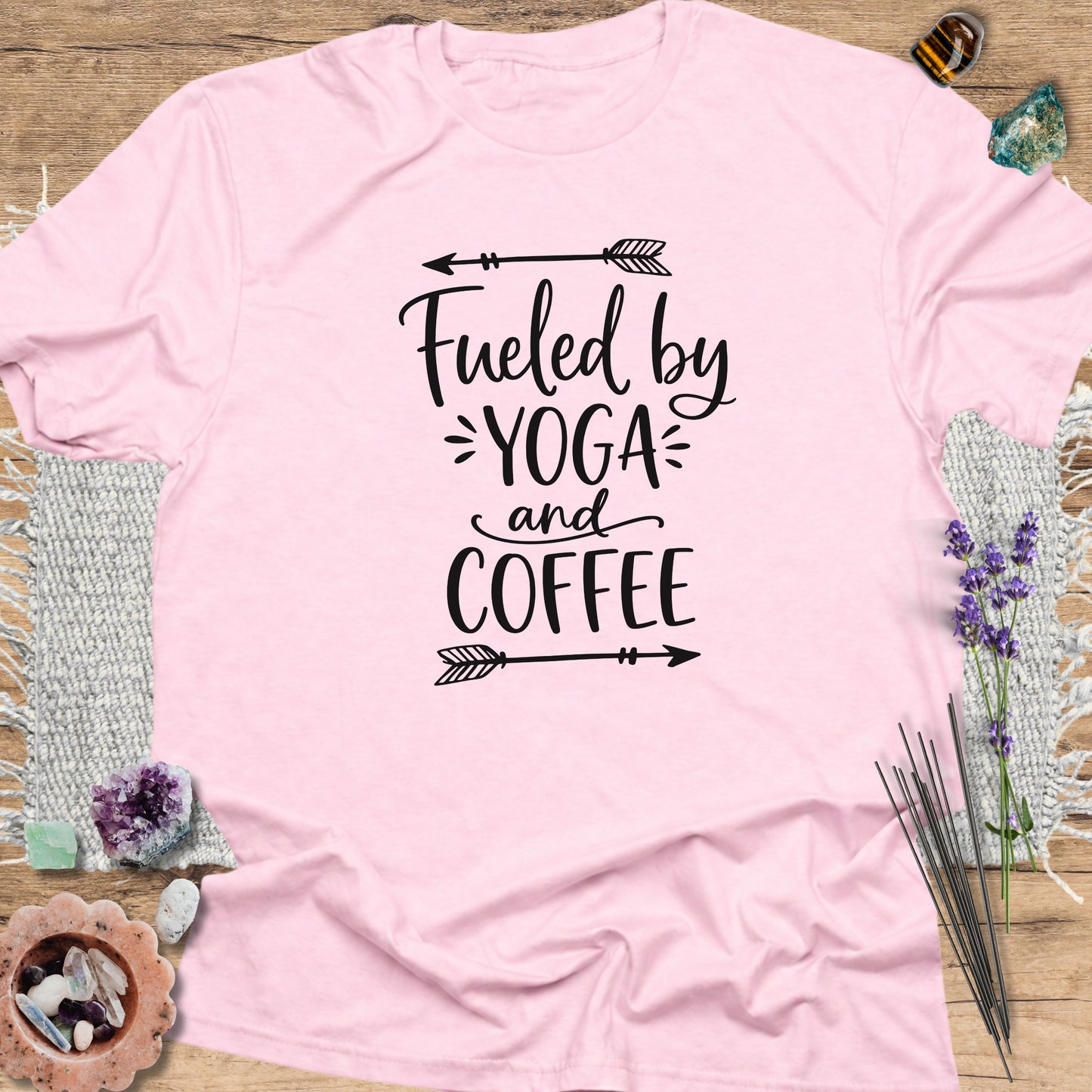 Yoga & Coffee T-Shirt Light Pink