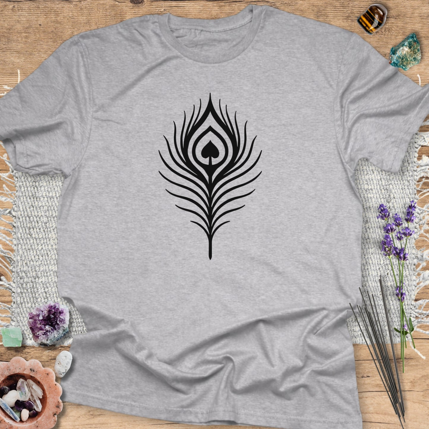 Peacock Heart Feather T-Shirt
