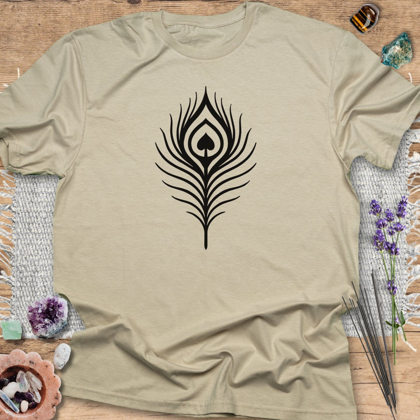 Peacock Heart Feather T-Shirt