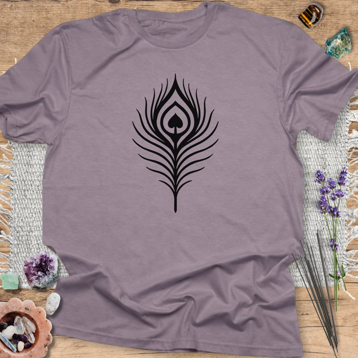 Peacock Heart Feather T-Shirt