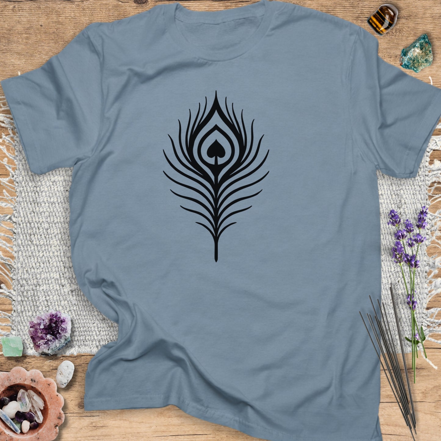 Peacock Heart Feather T-Shirt
