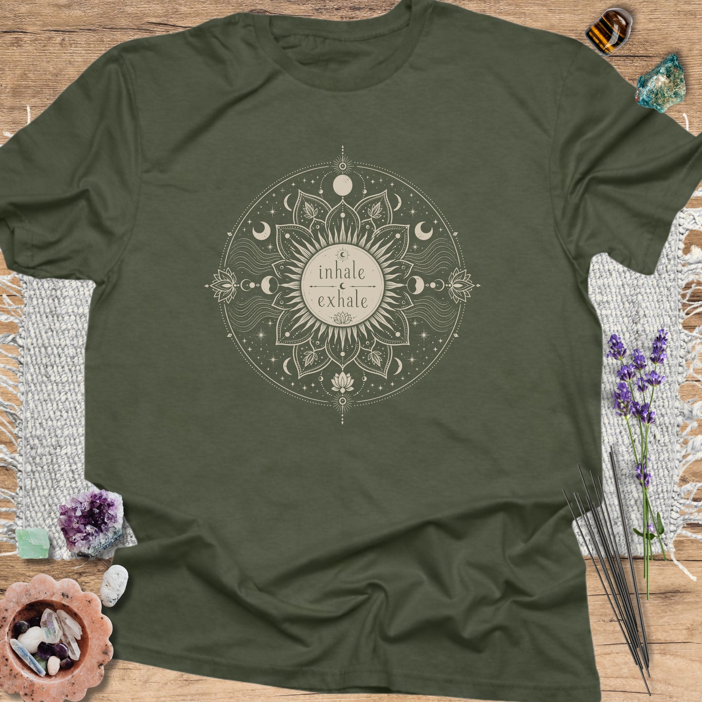 Inhale Exhale Mandala Military Green