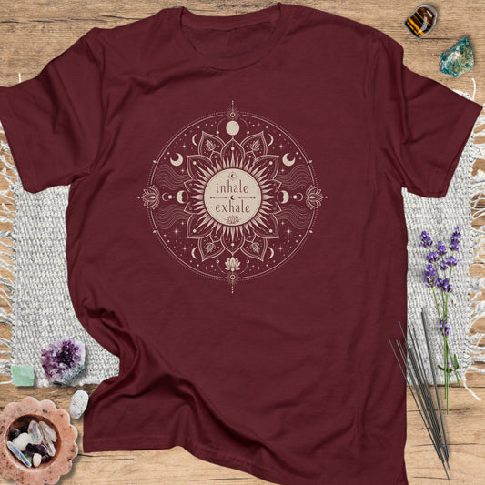 Inhale Exhale Mandala T-Shirt Maroon