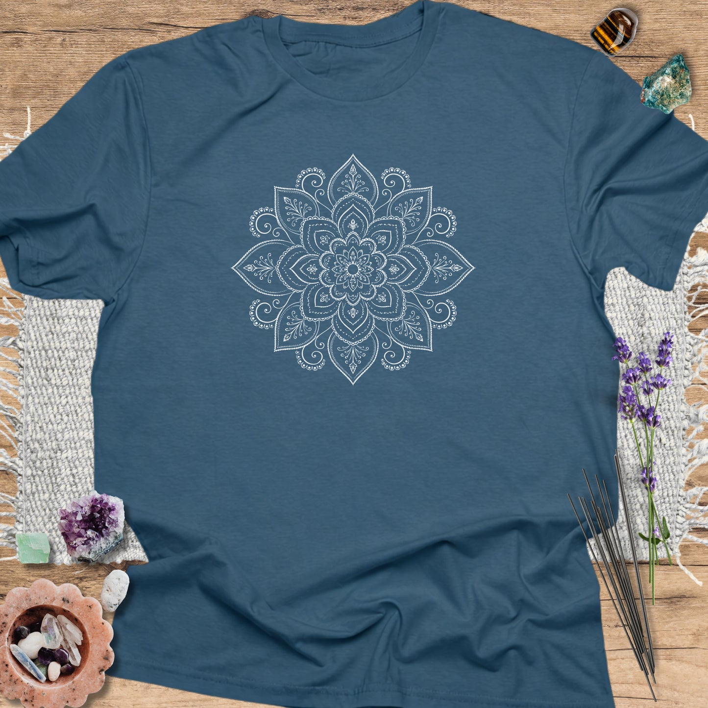Boho Mandala T-Shirt Indigo Blue