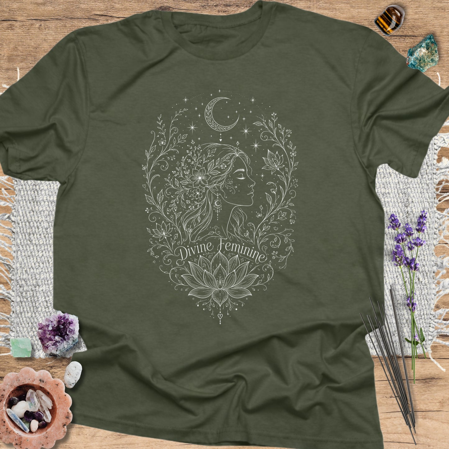 Divine Feminine T-Shirt Military Green