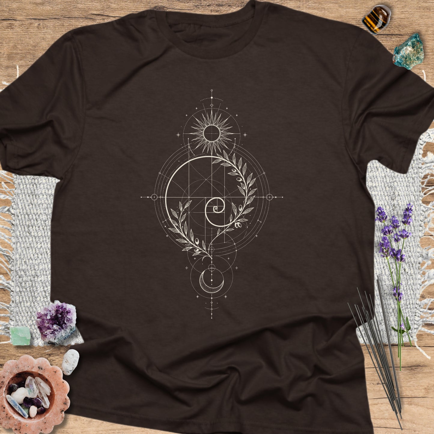 Fibonacci Spiral T-Shirt Dark Chocolate