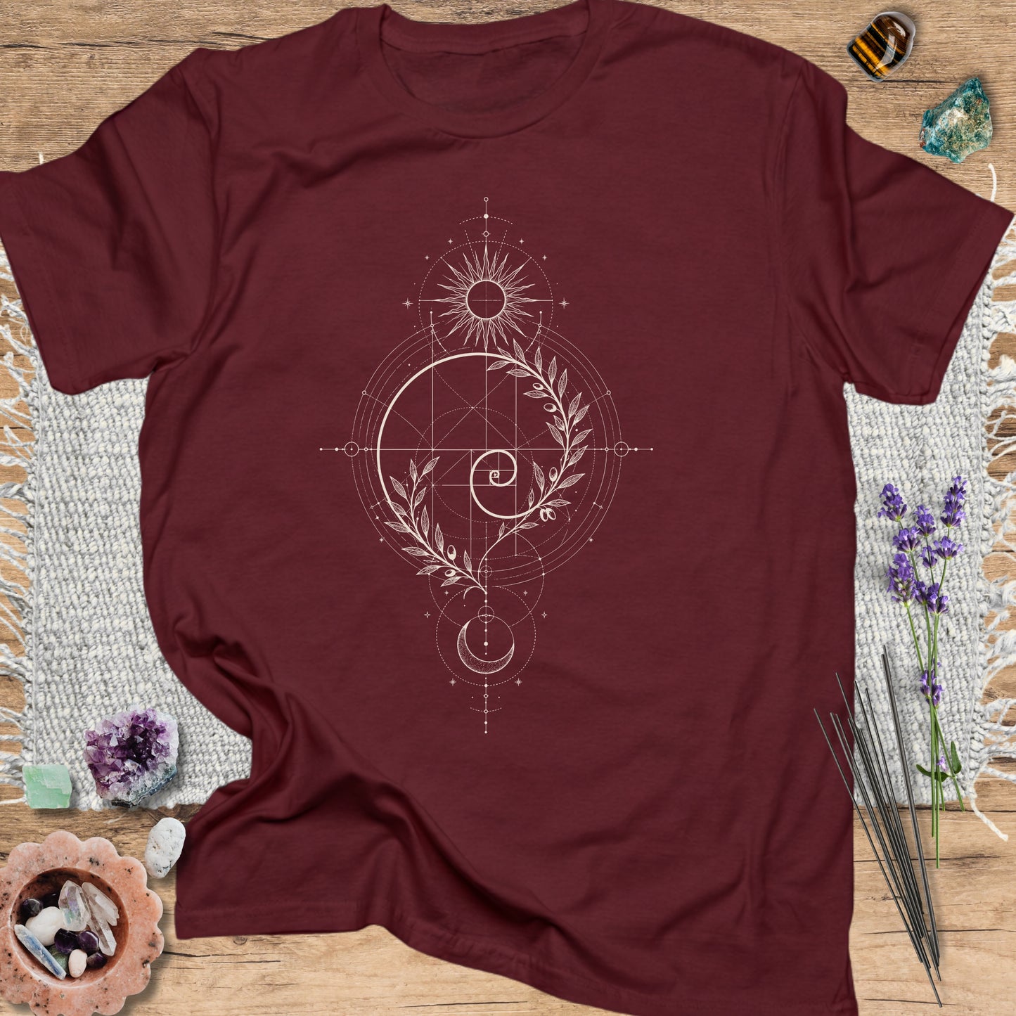 Fibonacci Spiral T-Shirt Maroon