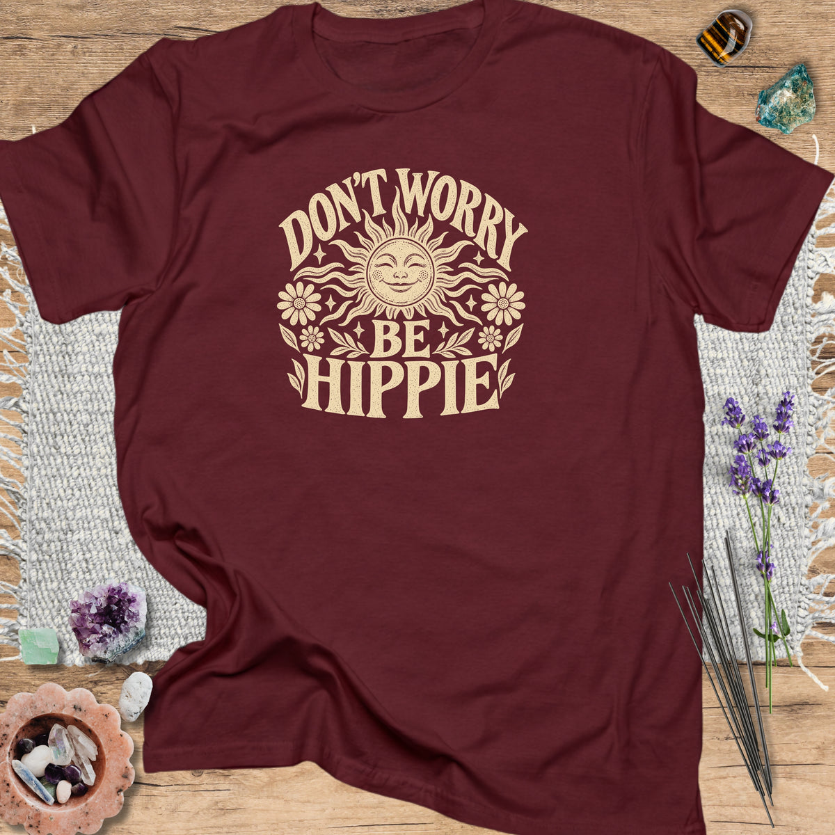 Don't Worry Be Hippie Maroon