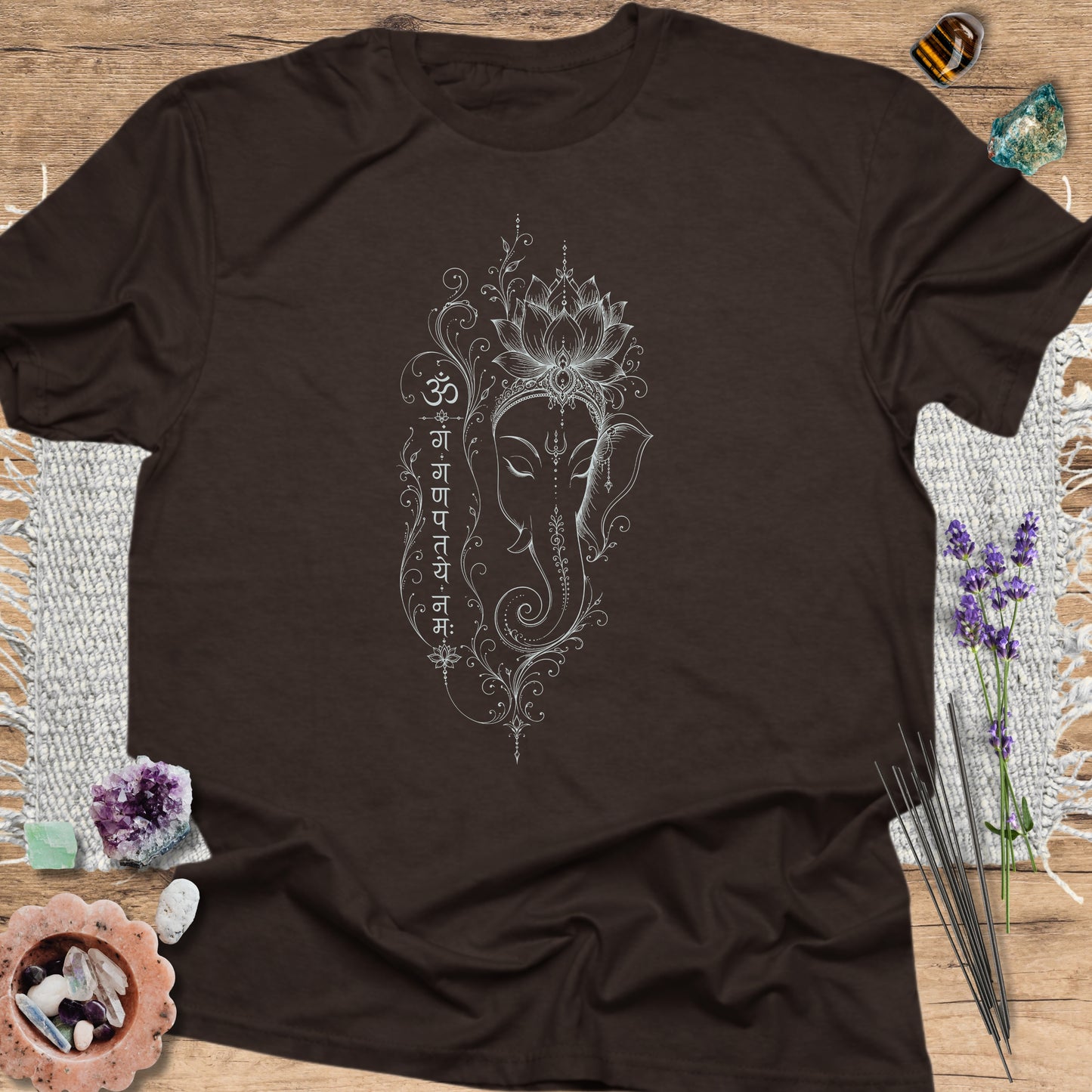 Om Gam Ganapataye T-Shirt Dark Chocolate