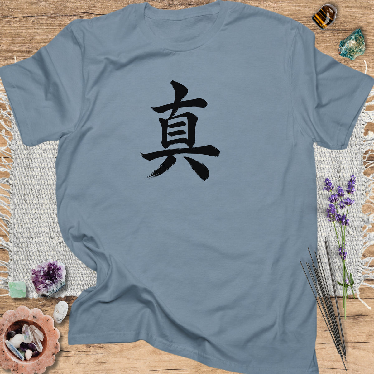 Shin (Truth) Kanji Stone Blue