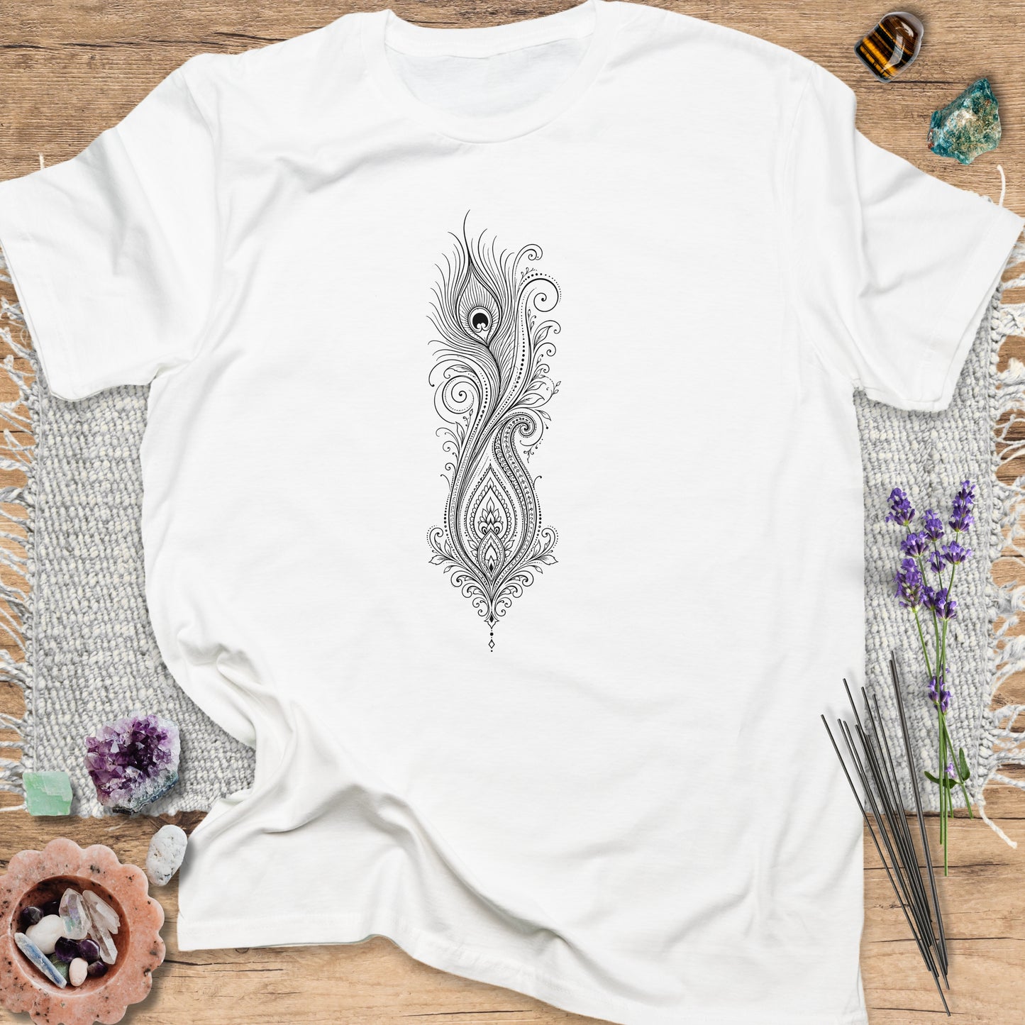 Paisley Peacock Feather White