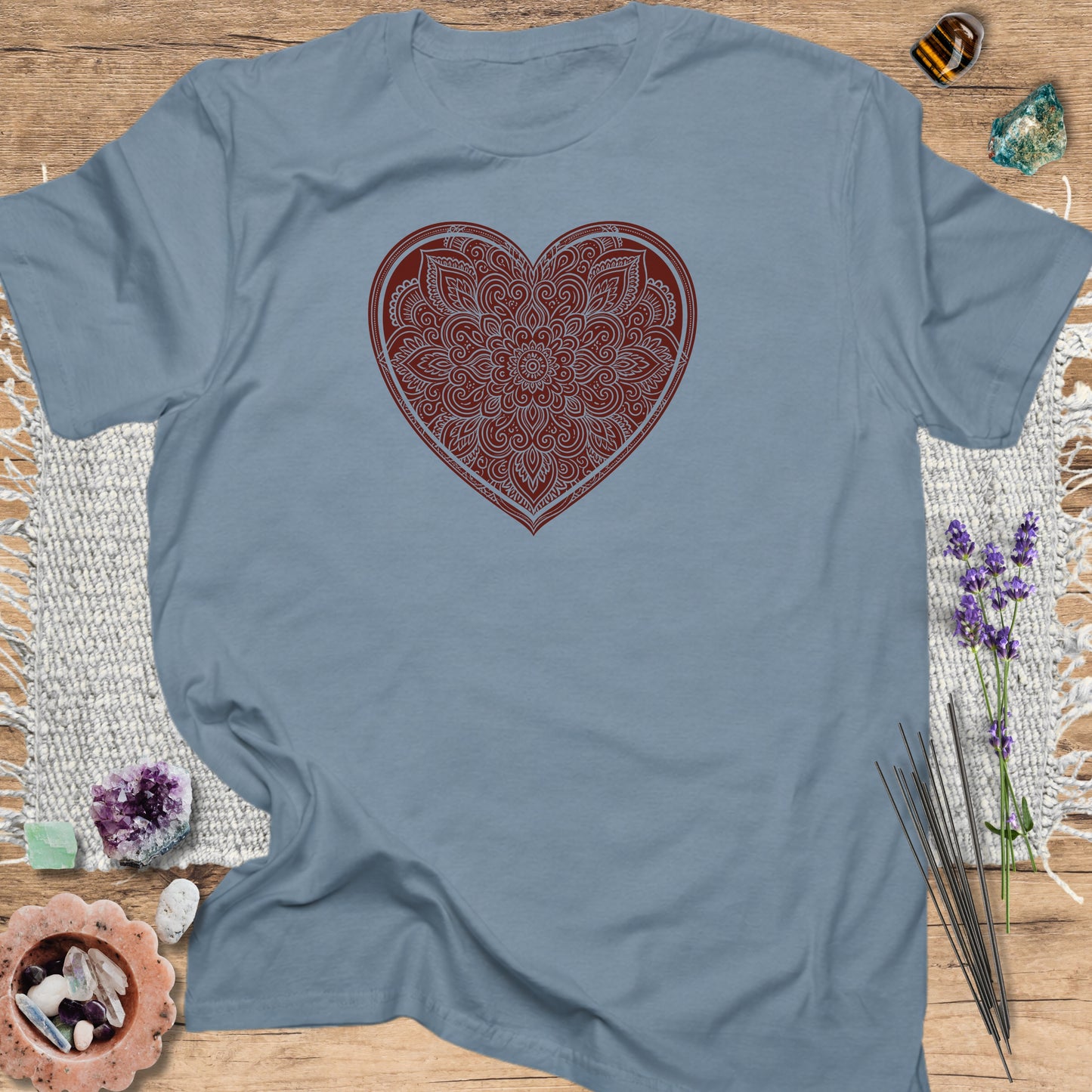 Heart Mandala Stone Blue