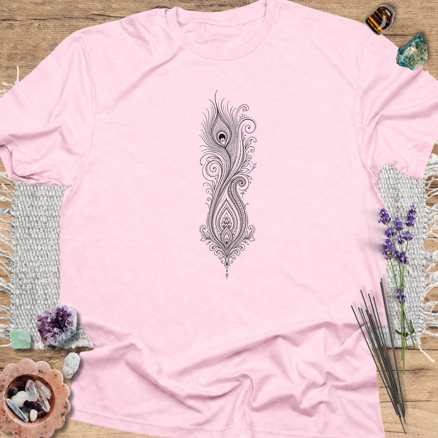 Paisley Peacock Feather Light Pink