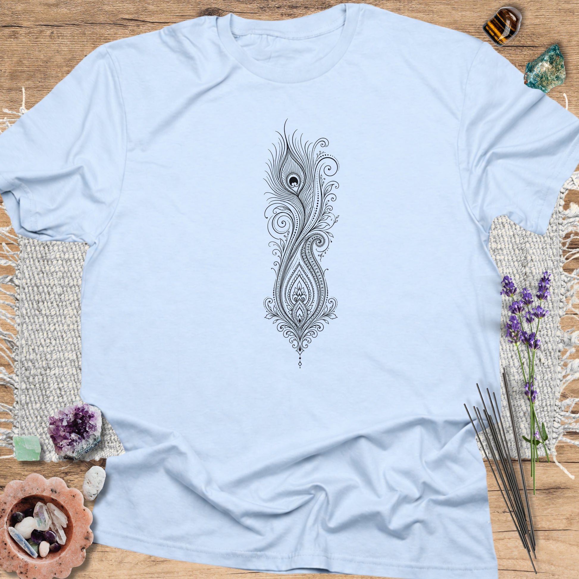 Paisley Peacock Feather Light Blue