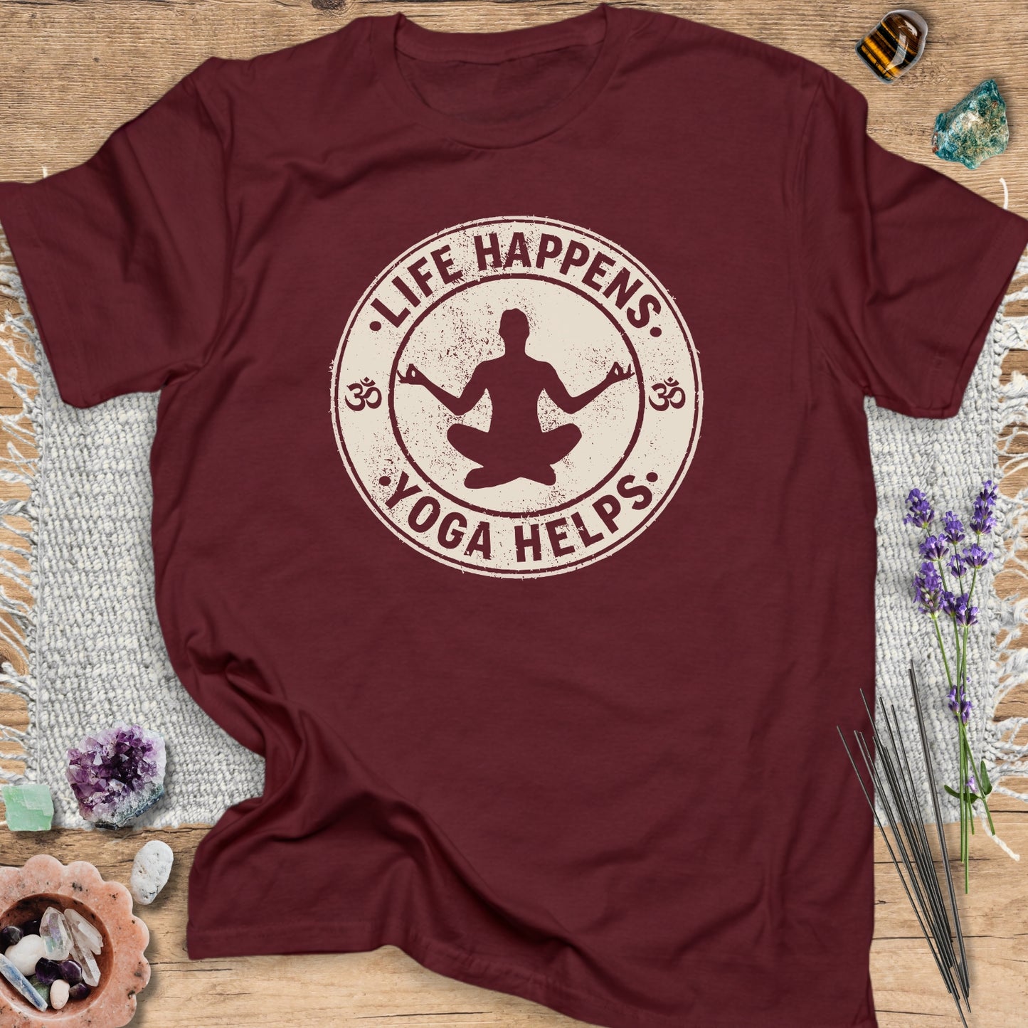 Life Happens, Yoga Helps T-Shirt
