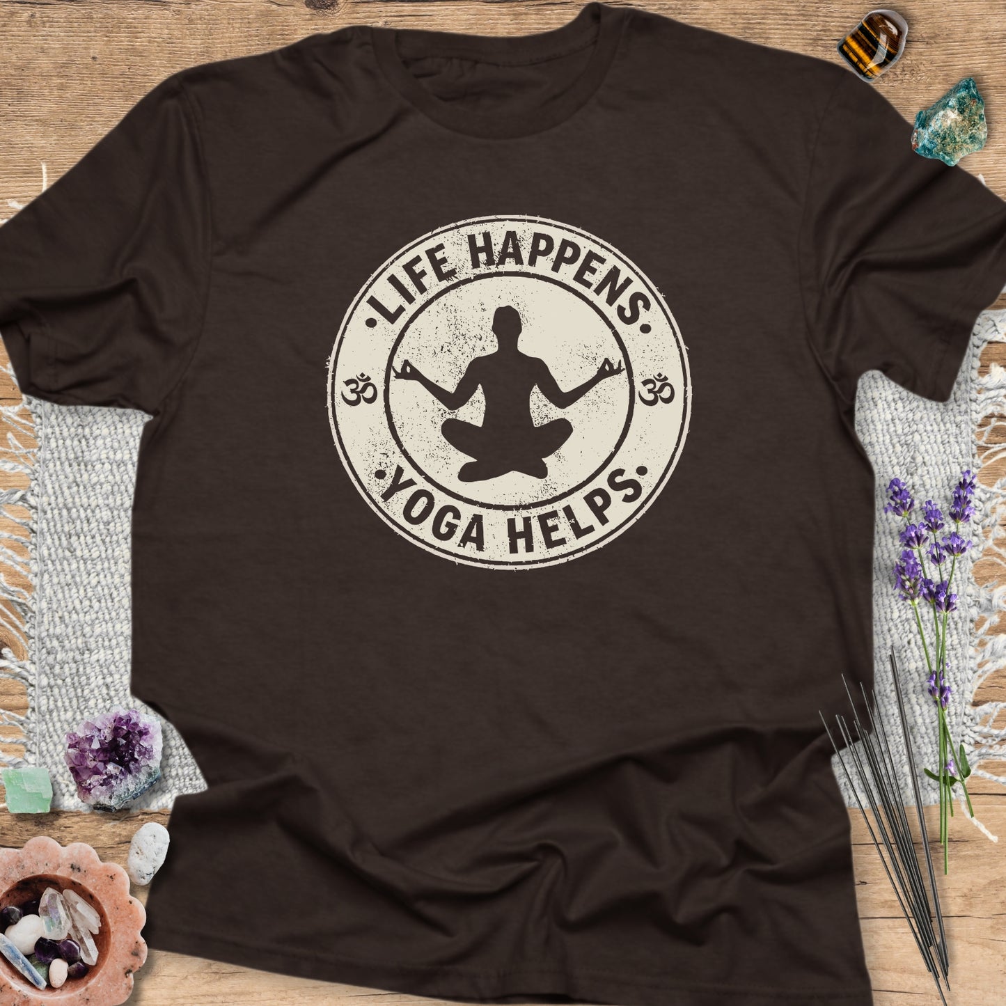 Life Happens, Yoga Helps T-Shirt