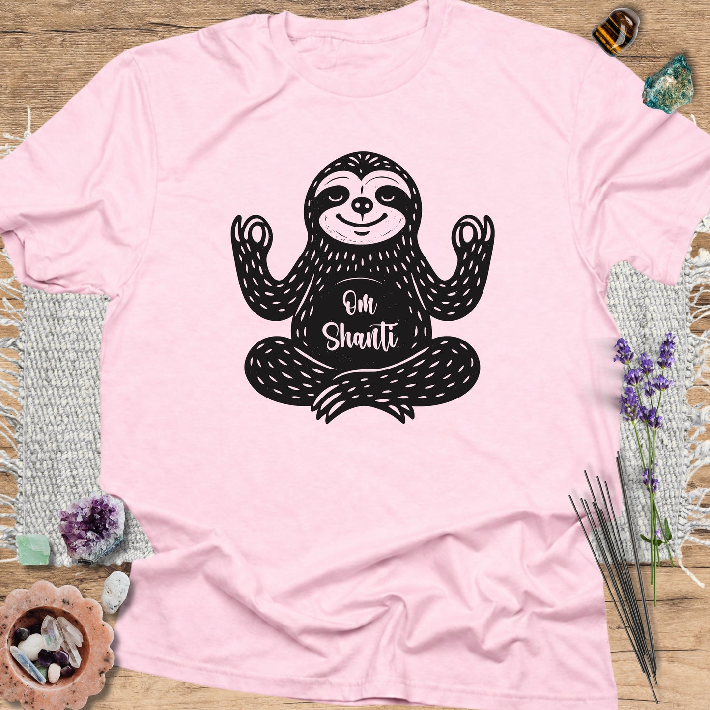 Om Shanti Sloth Light Pink
