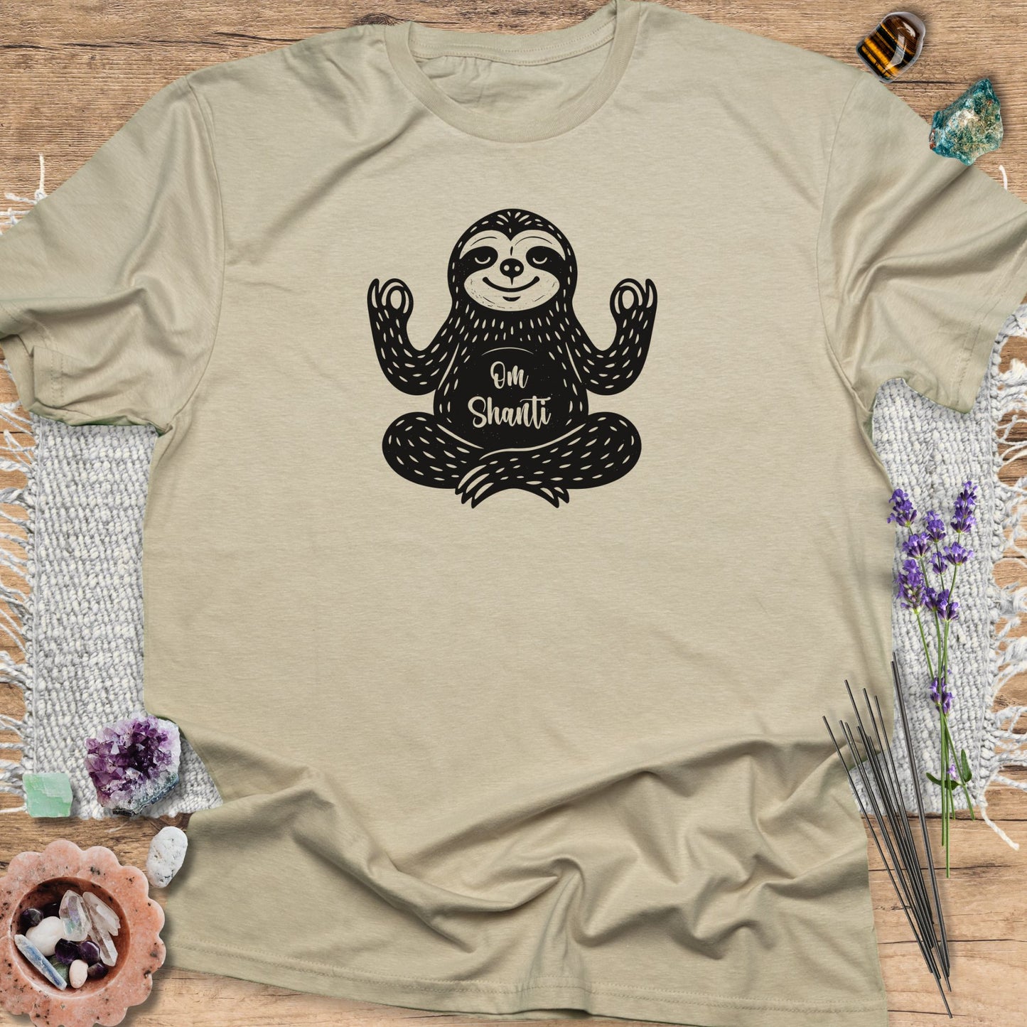 Om Shanti Meditative Sloth T-Shirt