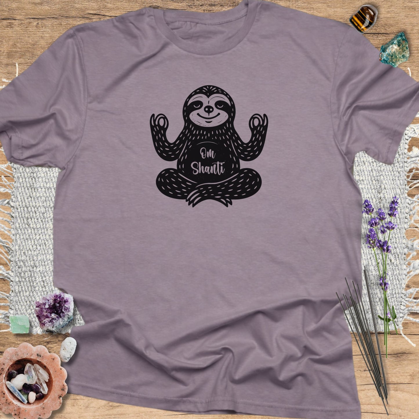 Om Shanti Meditative Sloth T-Shirt