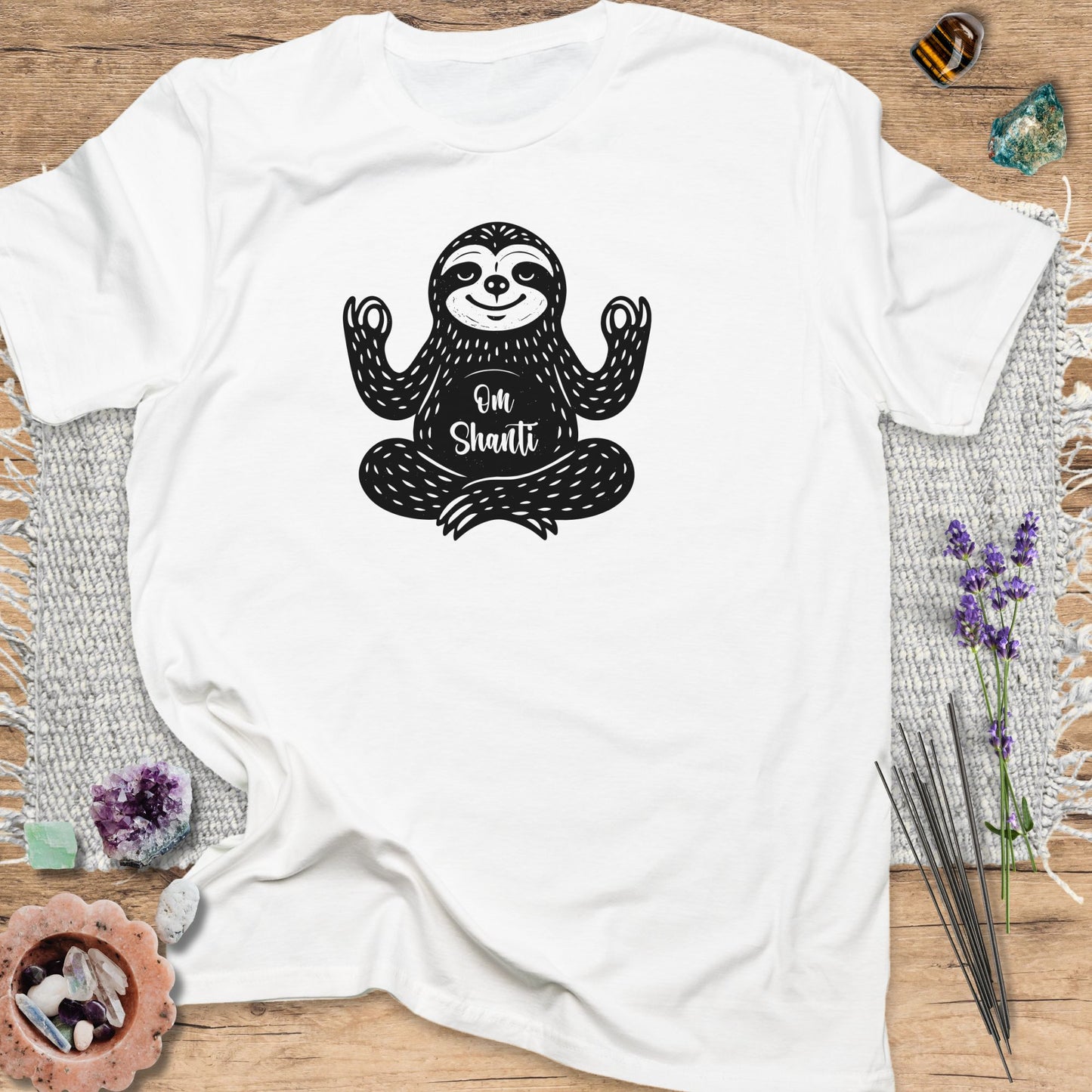 Om Shanti Meditative Sloth T-Shirt