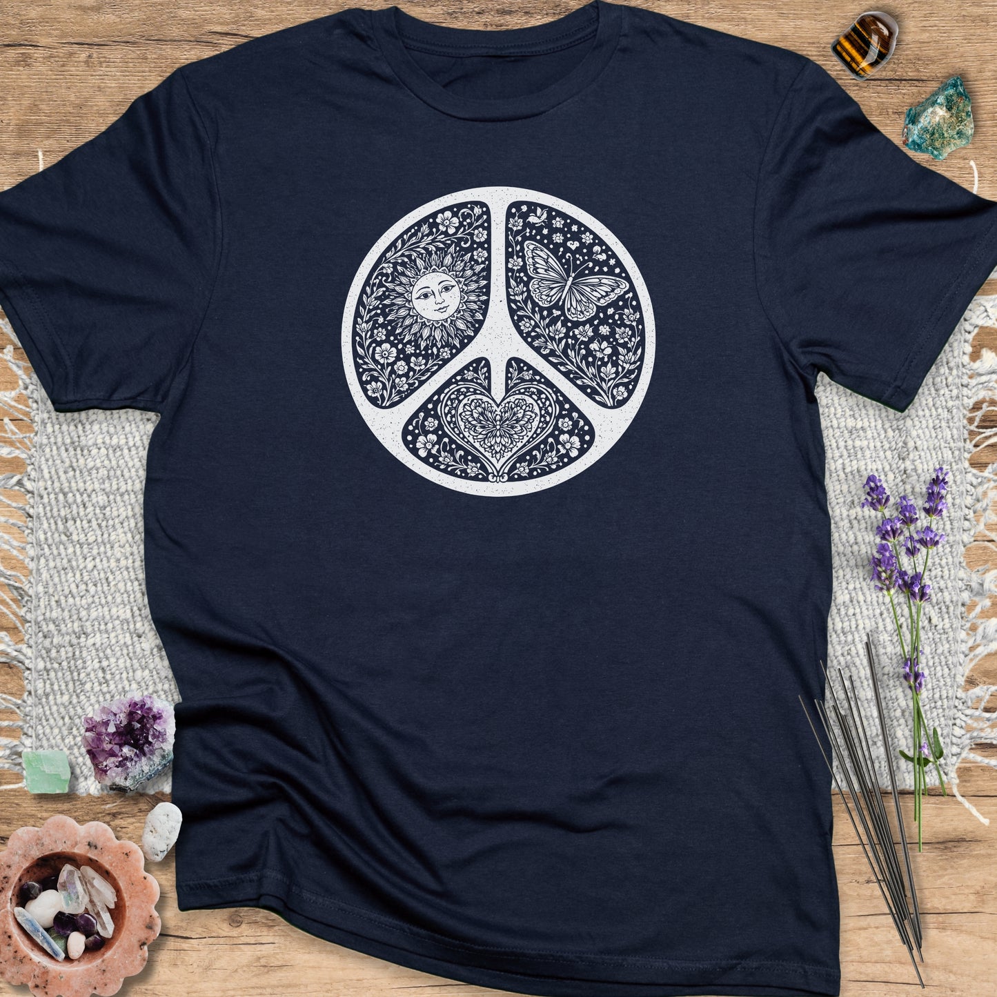 Vintage Floral Peace Sign T-Shirt