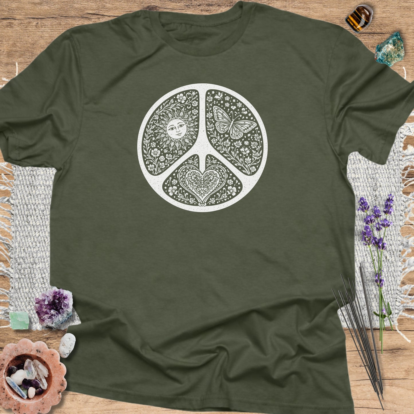 Vintage Floral Peace Sign T-Shirt
