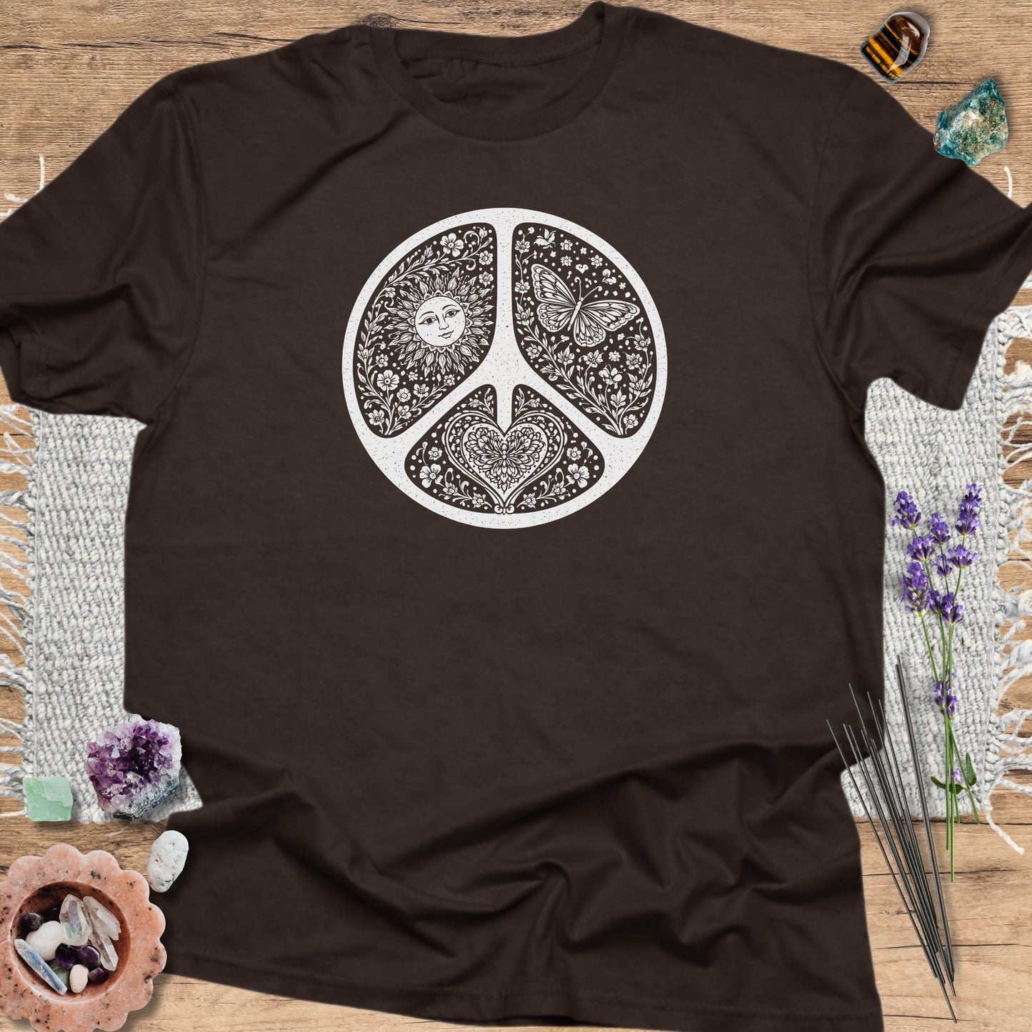 Vintage Floral Peace Sign T-Shirt
