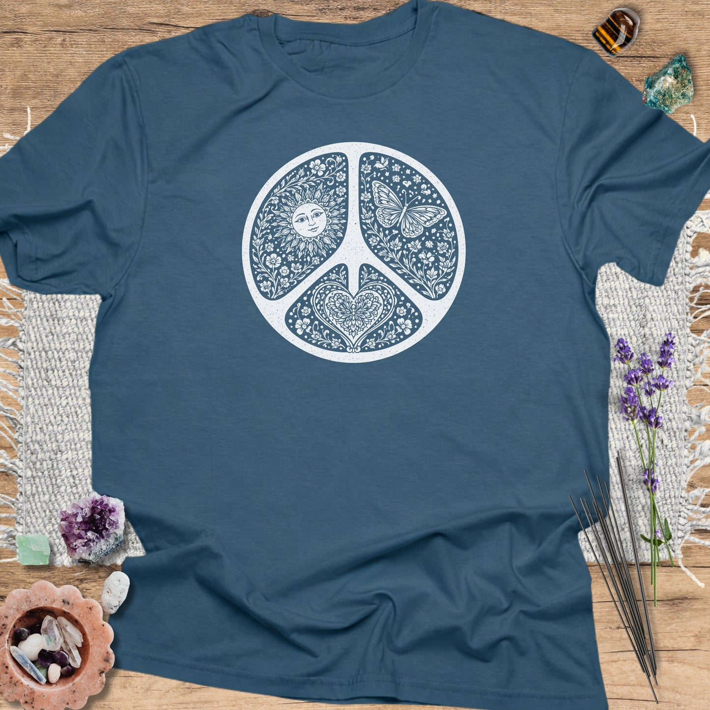 Vintage Floral Peace Sign T-Shirt