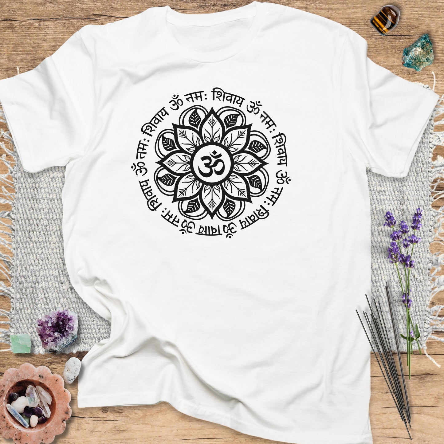 Om Namah Shivaya Floral White