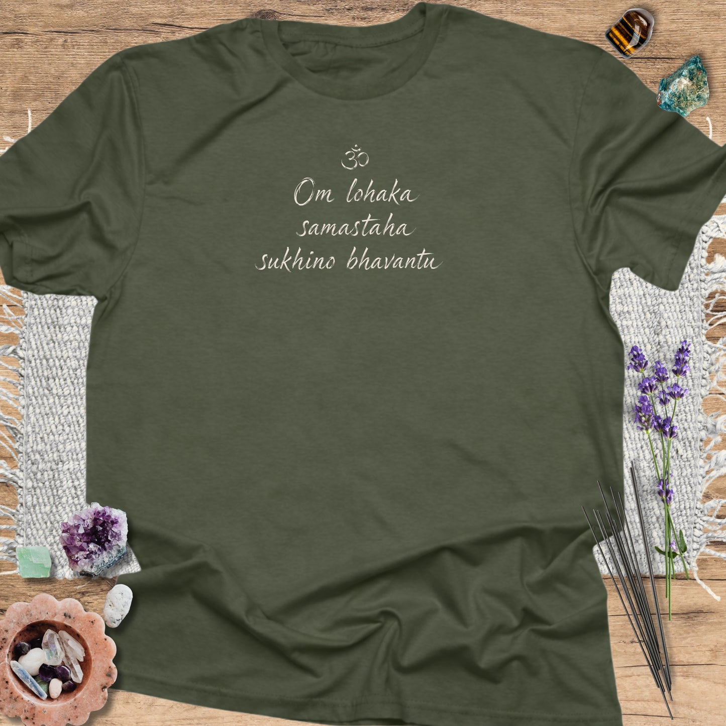 Om Lokaha Samastaha Military Green