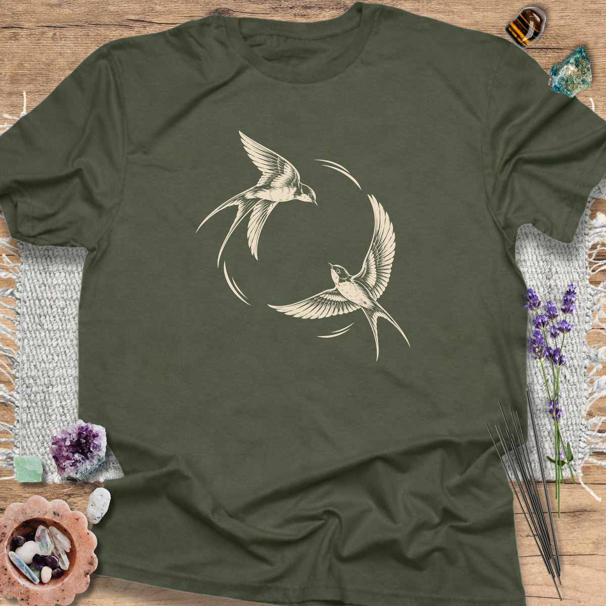 Ivory Swallows Military Green