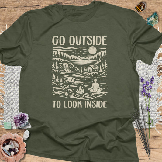 Go Outside to Look Inside T-Shirt Military Green