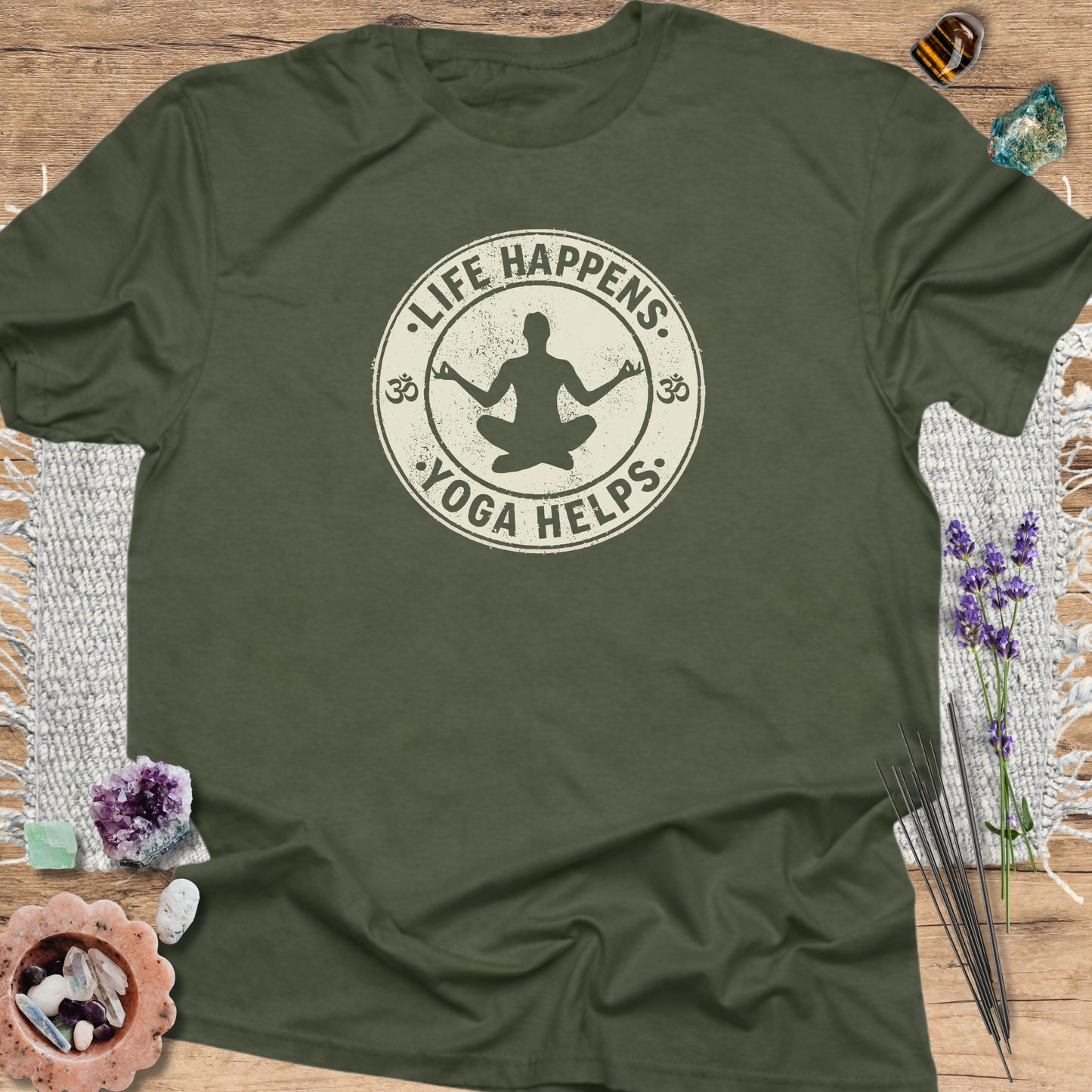 Life Happens, Yoga Helps T-Shirt