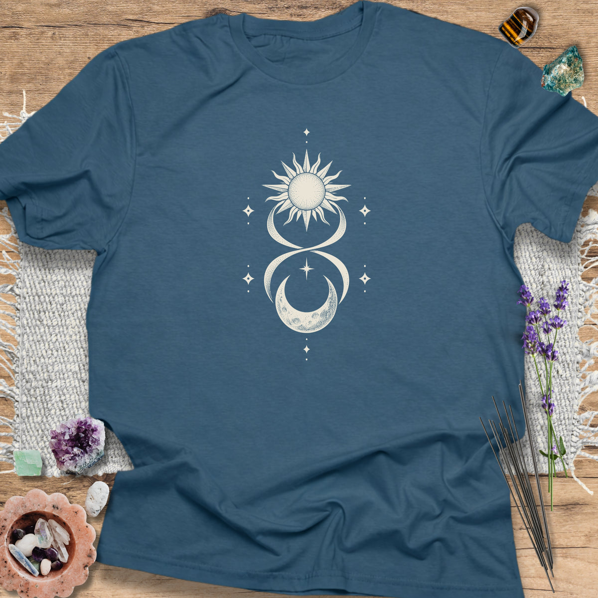 Celestial Sun and Moon Indigo Blue