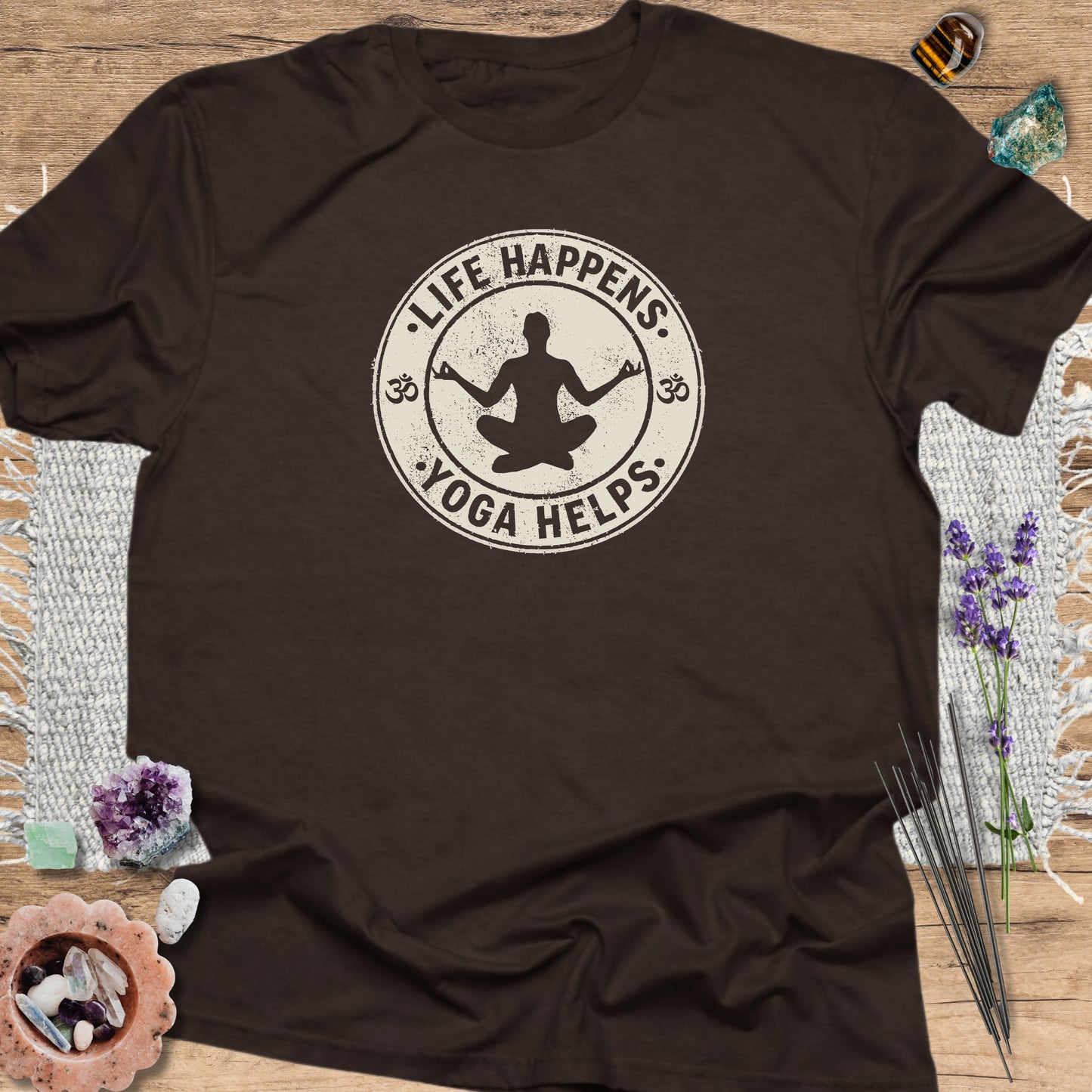 Life Happens, Yoga Helps T-Shirt