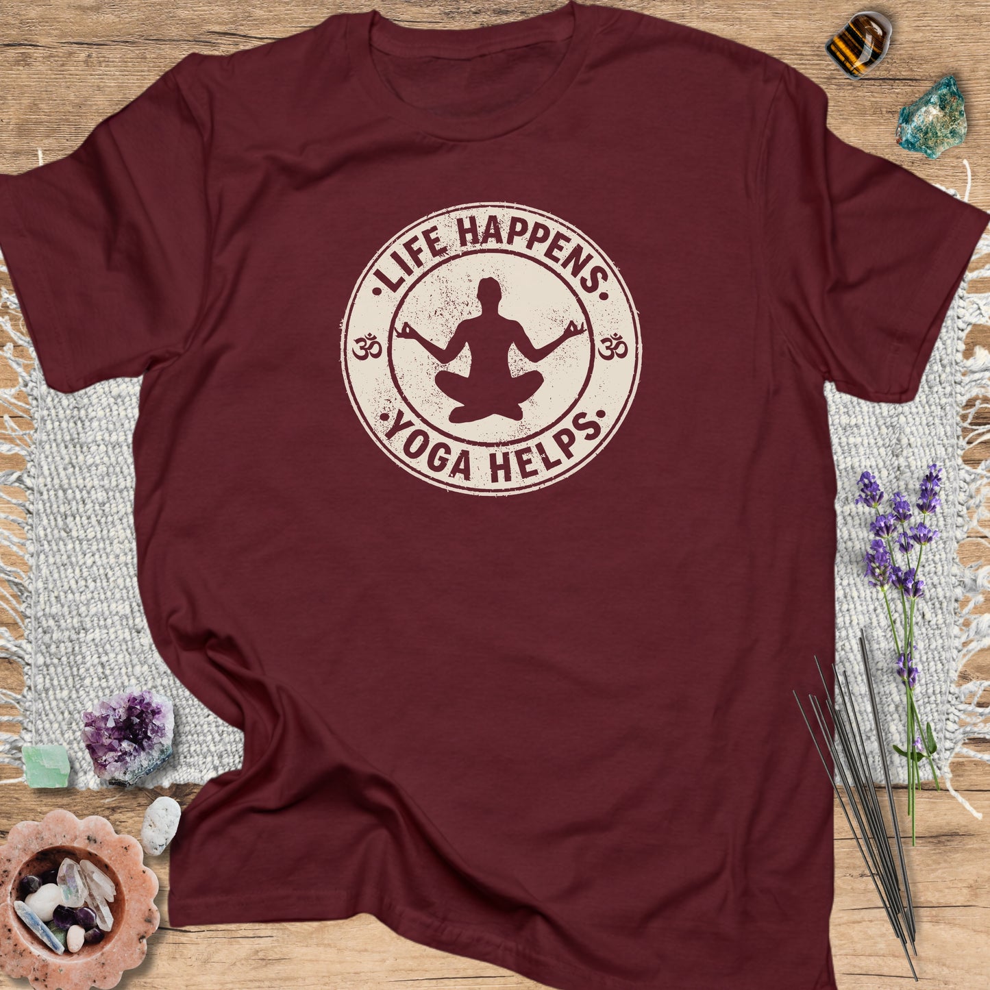 Life Happens, Yoga Helps T-Shirt