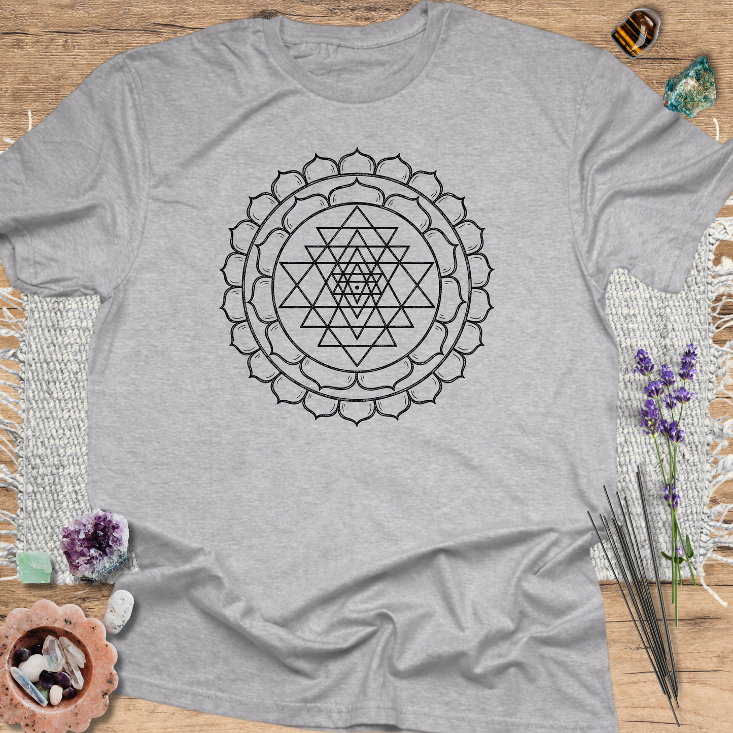 Sri Yantra T-Shirt Sport Grey