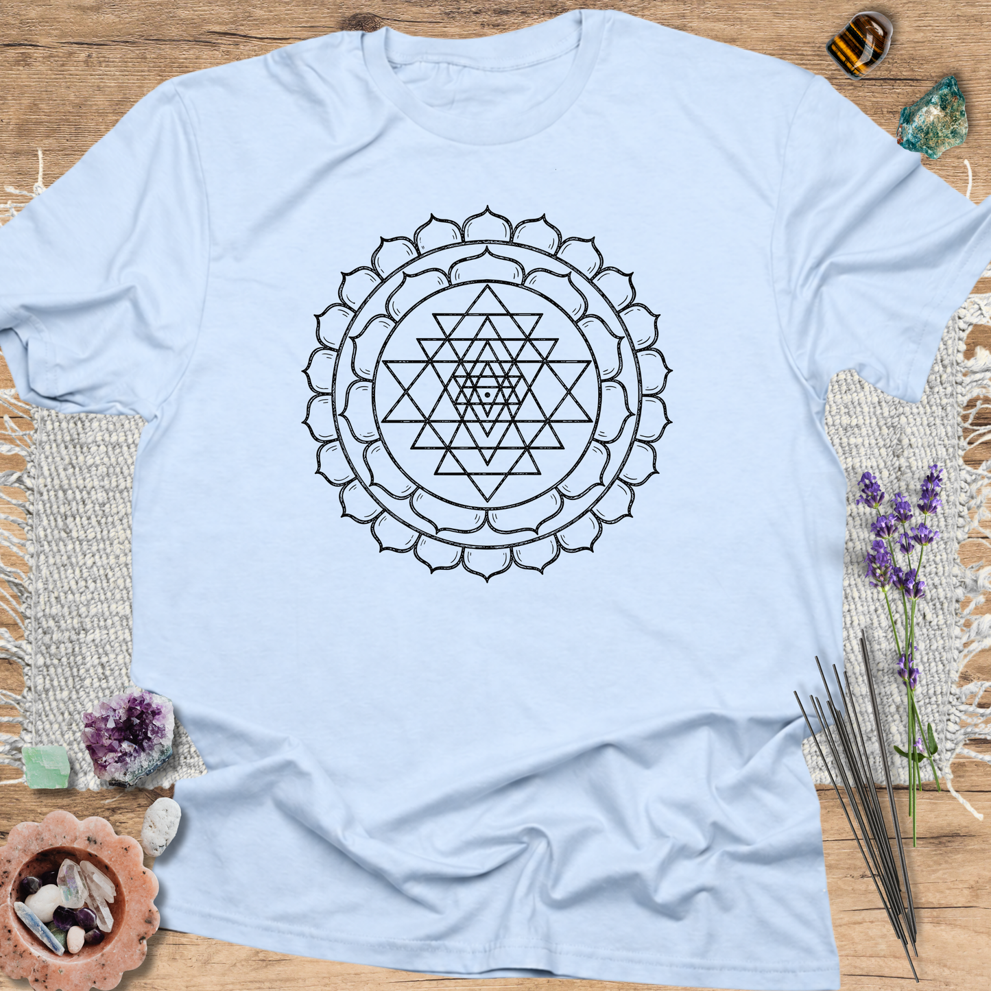 Sri Yantra T-Shirt Light Blue
