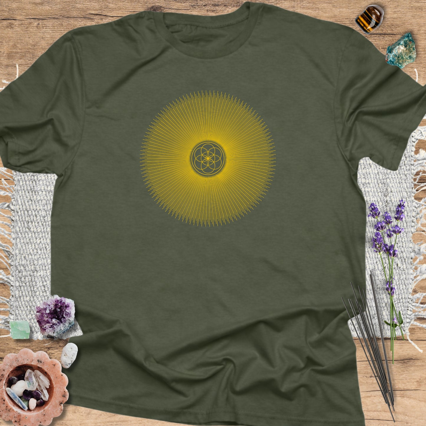 Radiant Seed of Life T-Shirt Military Green
