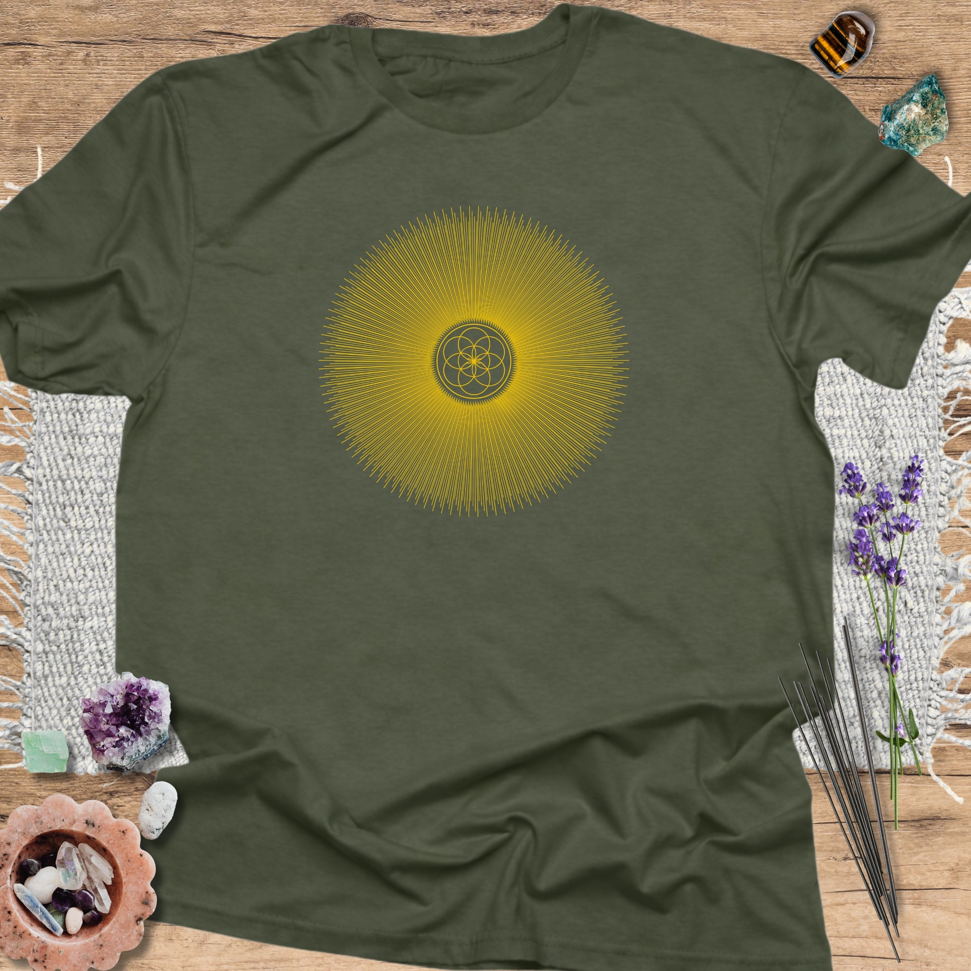 Radiant Seed of Life T-Shirt Military Green