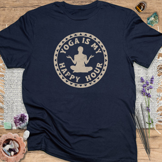 Yoga Is My Happy Hour T-Shirt Navy