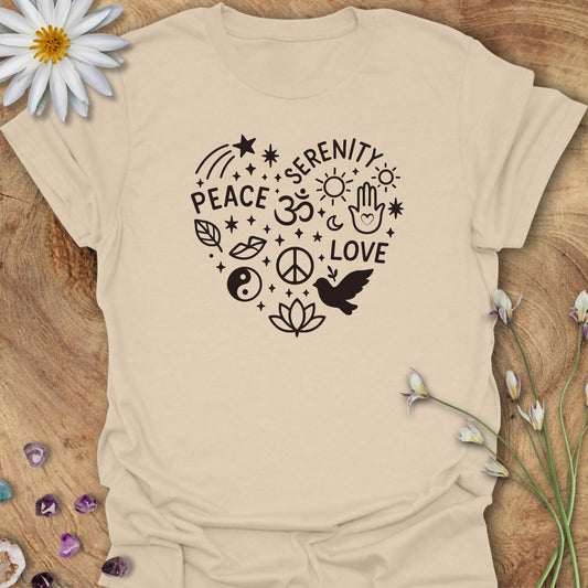 Peace Heart T-Shirt Sand