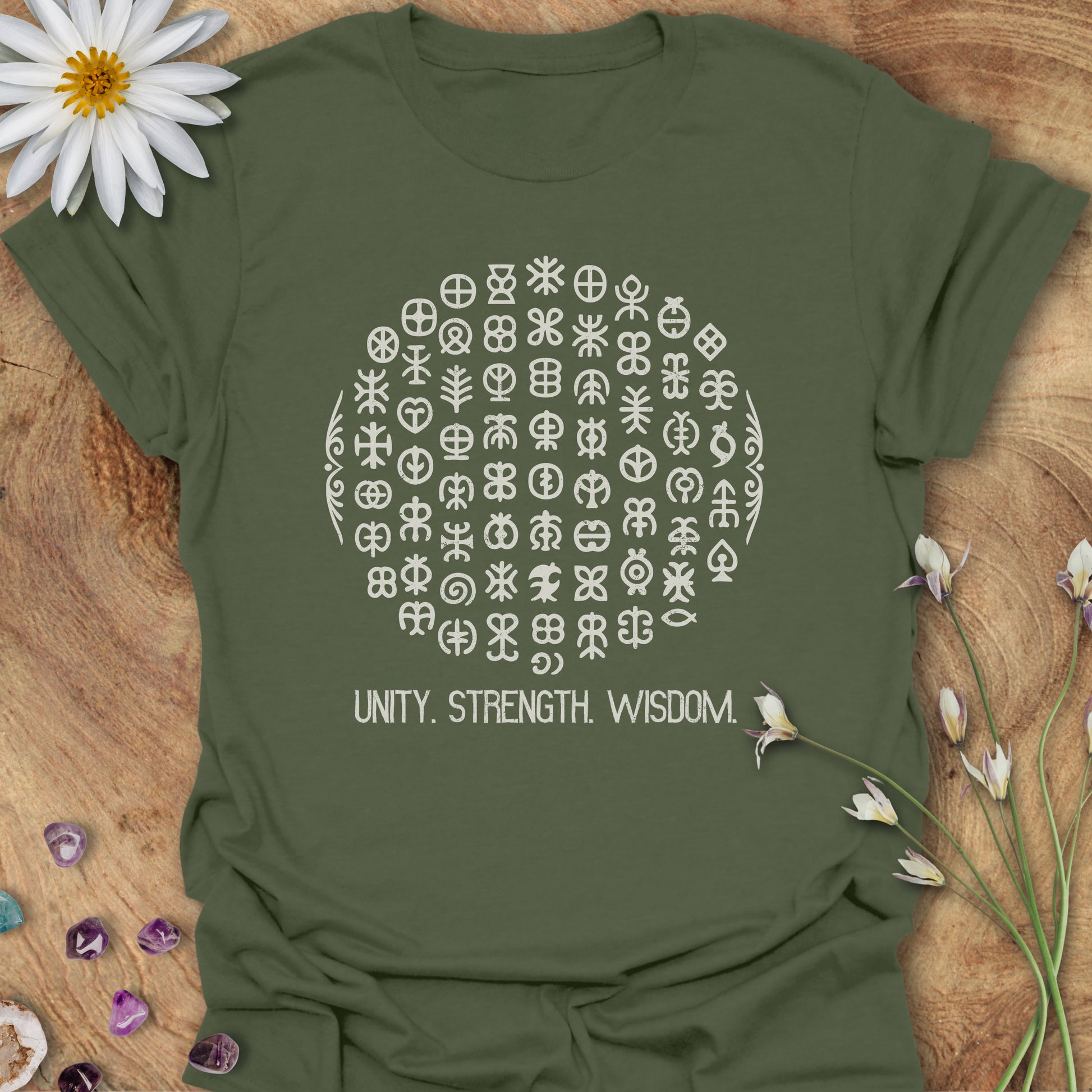 Adinkra Symbols T-Shirt Military Green