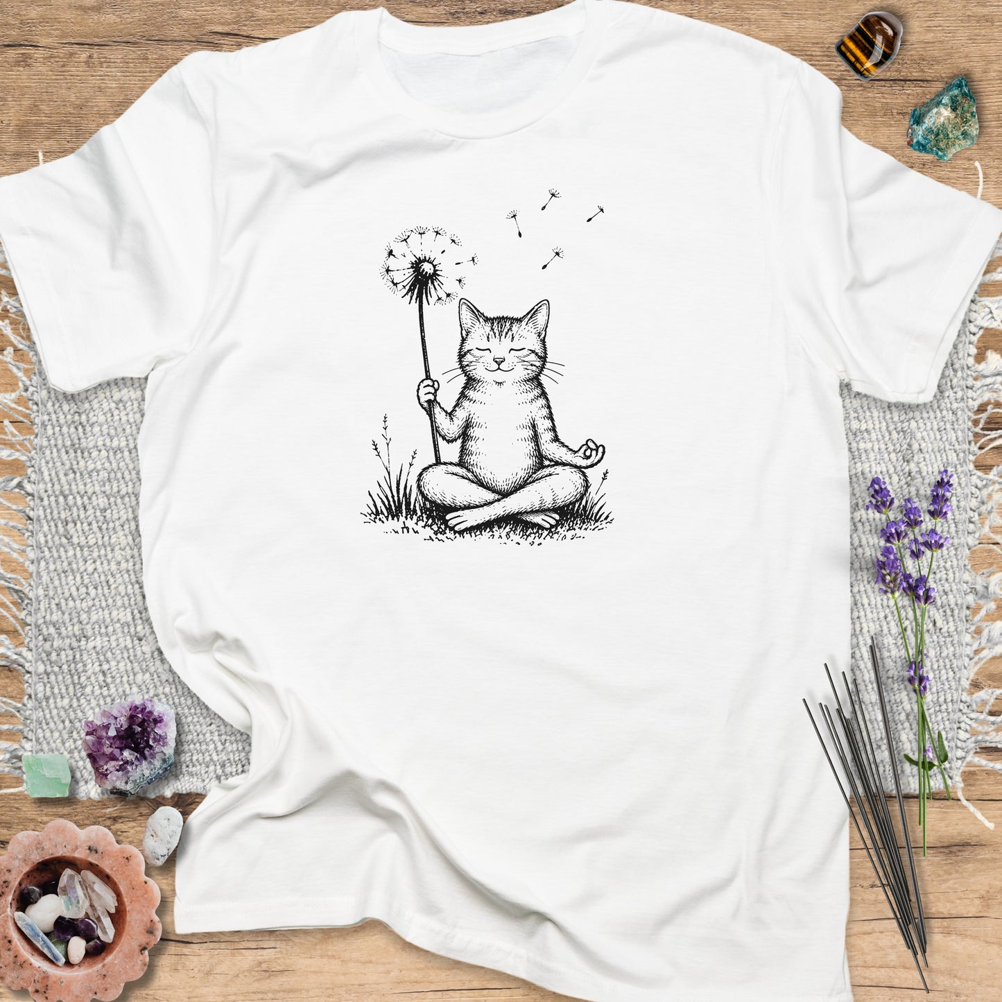 Cat With Dandelion White