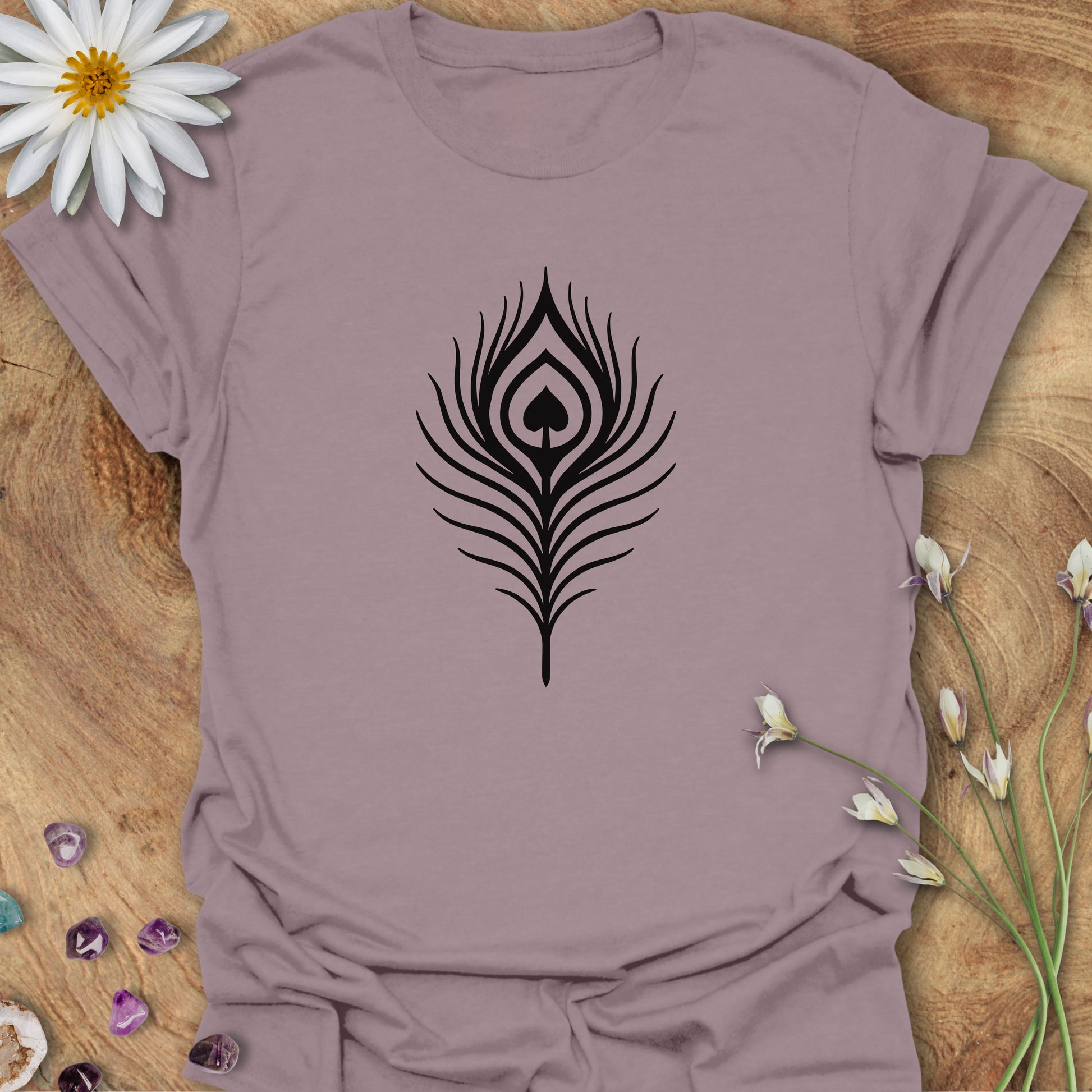 Peacock Heart Feather T-Shirt