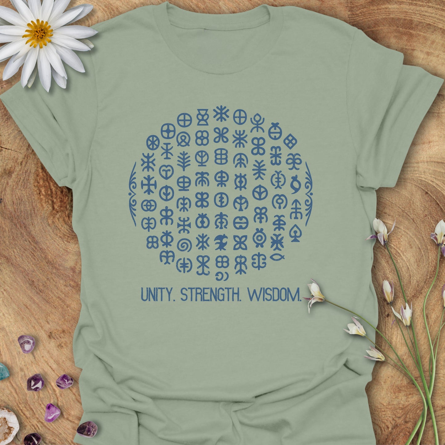 Adinkra Symbols T-Shirt Sage